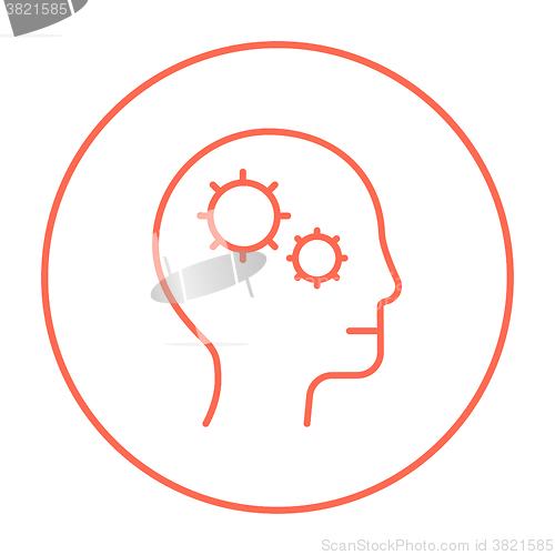 Image of Human head with gear line icon.