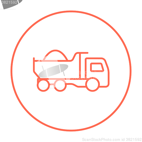 Image of Dump truck line icon.