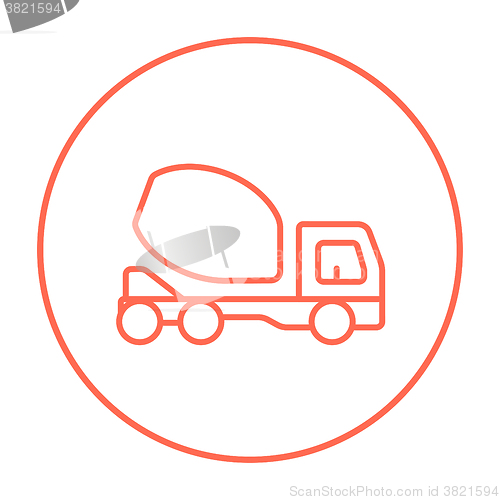 Image of Concrete mixer truck line icon.