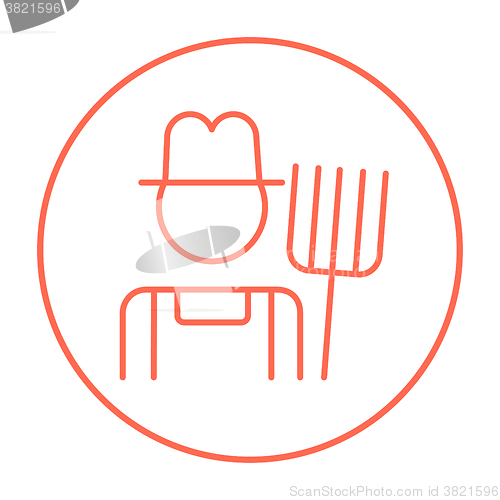 Image of Farmer with pitchfork line icon.