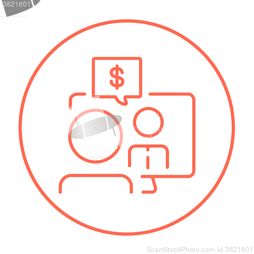 Image of Business video negotiations line icon.