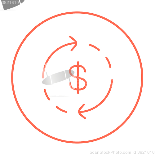 Image of Dollar symbol with arrows line icon.