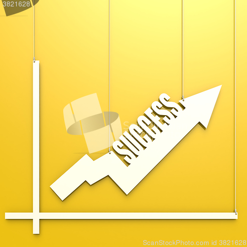 Image of Success word with chart hang on yellow background