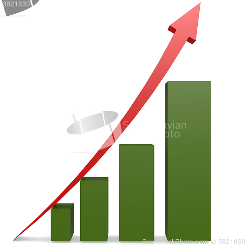 Image of Red arrow and green bar chart