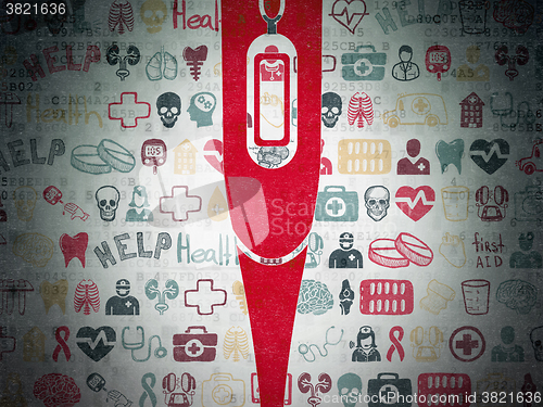 Image of Medicine concept: Thermometer on Digital Paper background