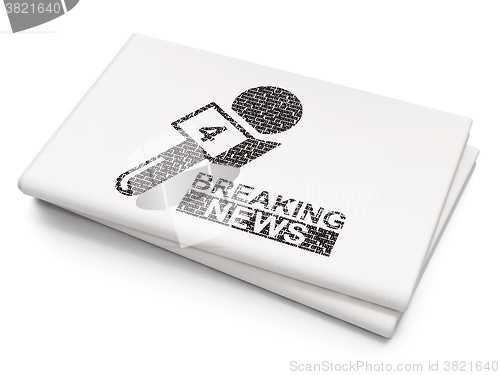 Image of News concept: Breaking News And Microphone on Blank Newspaper background