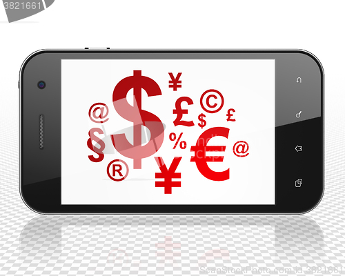 Image of News concept: Smartphone with Finance Symbol on display