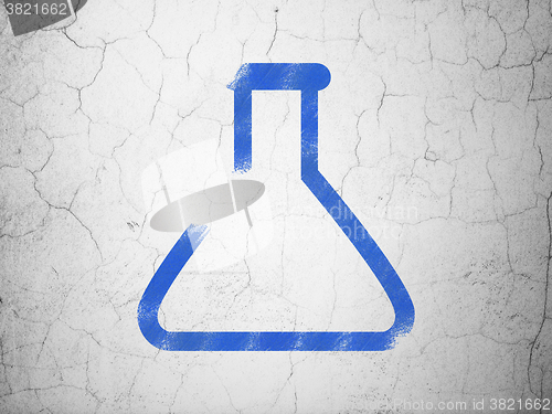 Image of Science concept: Flask on wall background