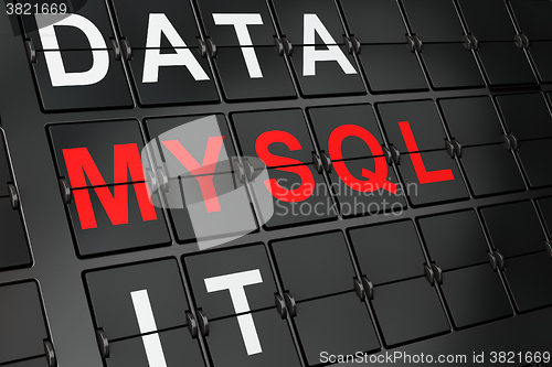 Image of Software concept: MySQL on airport board background