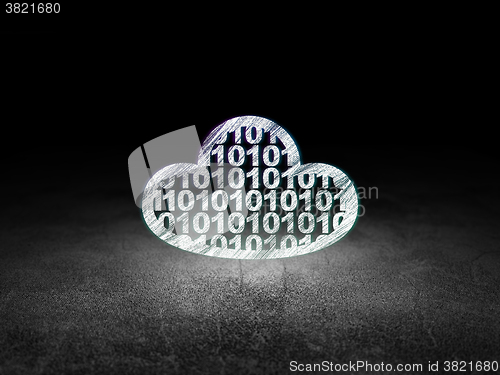 Image of Cloud technology concept: Cloud With Code in grunge dark room