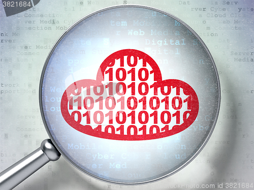 Image of Cloud computing concept: Cloud With Code with optical glass on digital background
