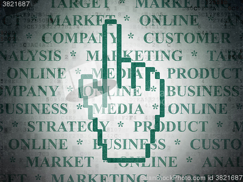 Image of Advertising concept: Mouse Cursor on Digital Paper background