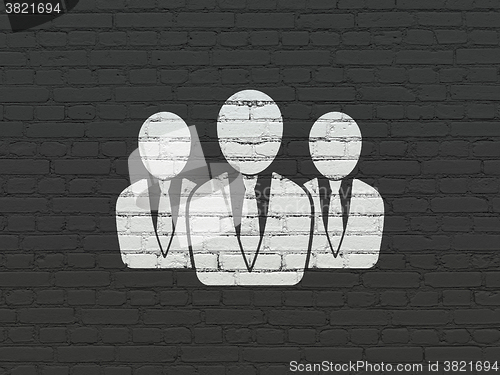 Image of Advertising concept: Business People on wall background