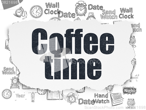 Image of Time concept: Coffee Time on Torn Paper background