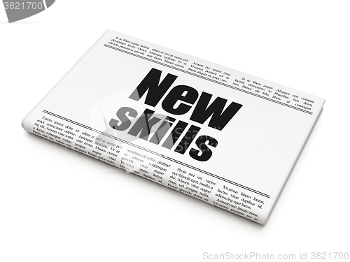 Image of Education concept: newspaper headline New Skills