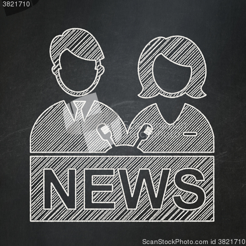 Image of News concept: Anchorman on chalkboard background
