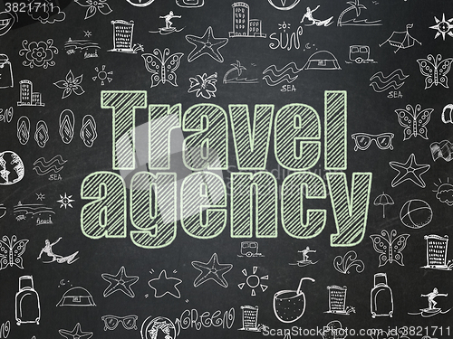 Image of Travel concept: Travel Agency on School Board background