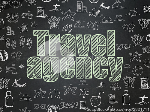 Image of Travel concept: Travel Agency on School Board background
