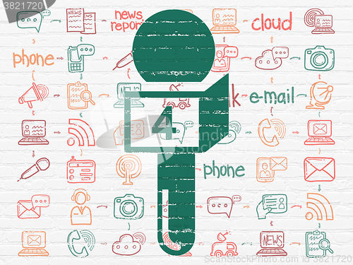 Image of News concept: Microphone on wall background