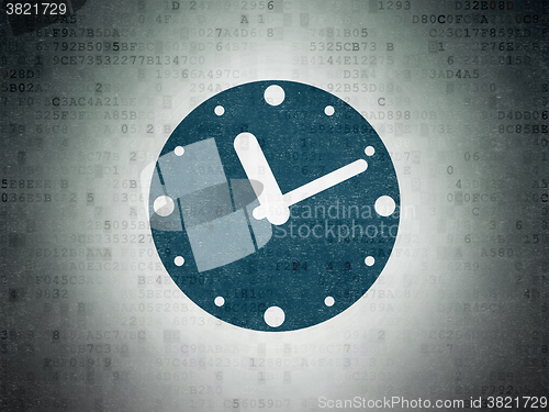 Image of Timeline concept: Clock on Digital Paper background
