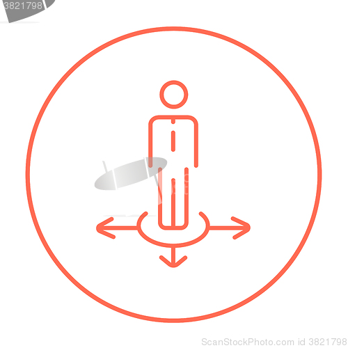 Image of Businessman in three ways line icon.