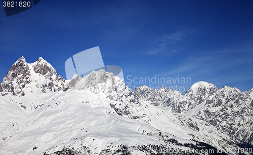 Image of View on Mount Ushba in nice sunny day