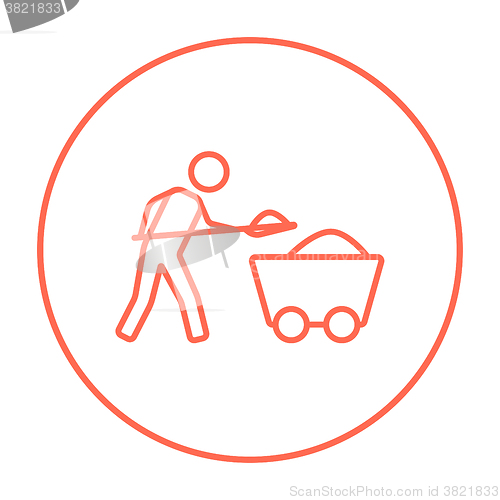 Image of Mining worker with trolley line icon.