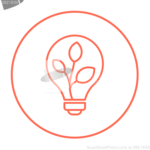 Image of Lightbulb and plant inside line icon.