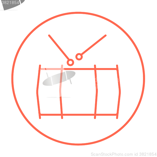 Image of Drum with sticks line icon.