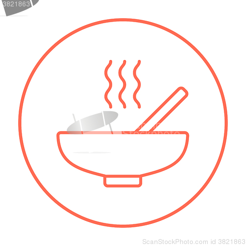 Image of Bowl of hot soup with spoon line icon.