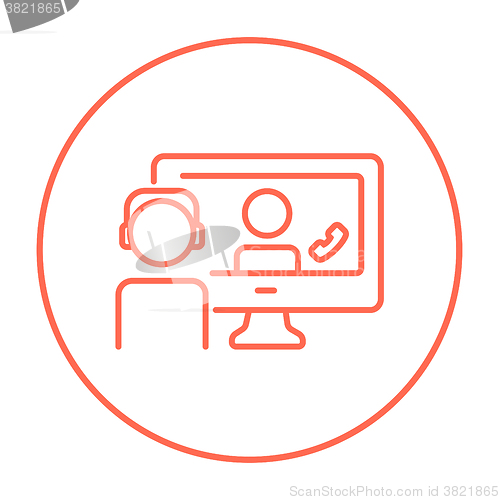 Image of Online education line icon.