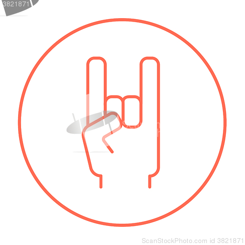 Image of Rock and roll hand sign line icon.