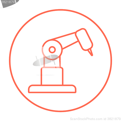 Image of Industrial mechanical robot arm line icon.