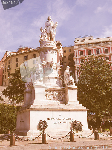 Image of Columbus monument in Genoa vintage