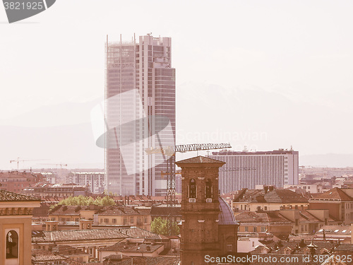 Image of Retro looking Aerial view of Turin