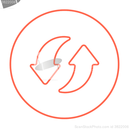 Image of Two circular arrows line icon.