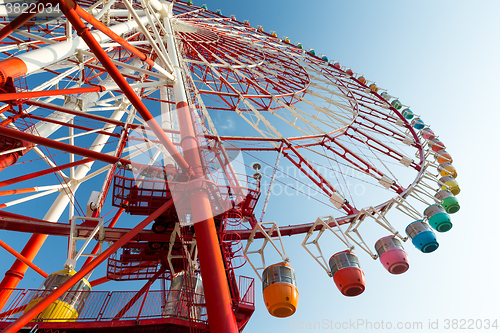 Image of Ferris wheel and blue sky