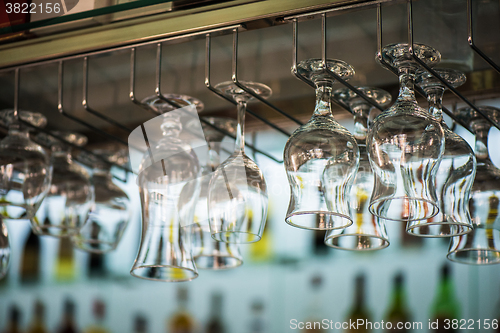 Image of Empty glasses in a bar