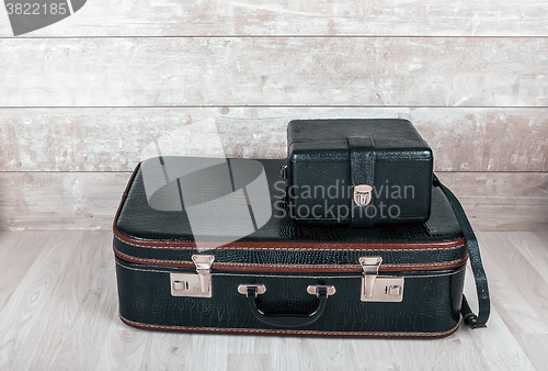 Image of Two vintage black suitcase