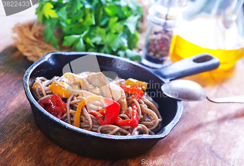 Image of soba with meat and vegetables