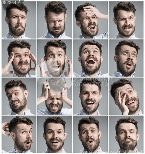 Image of Set of young man\'s portraits with different emotions