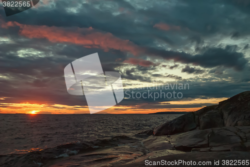 Image of Evening landscape before the storm at sea