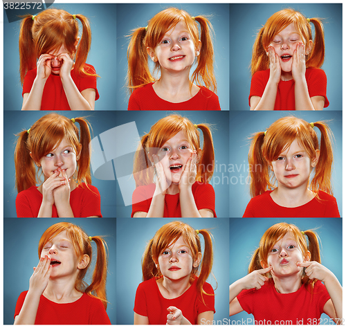 Image of The collage of girl with different emotions