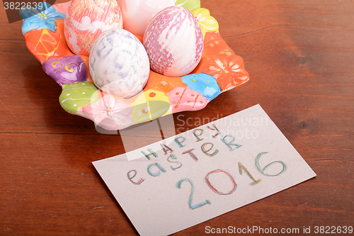 Image of Hand painted Easter eggs, Happy Easter invitation card