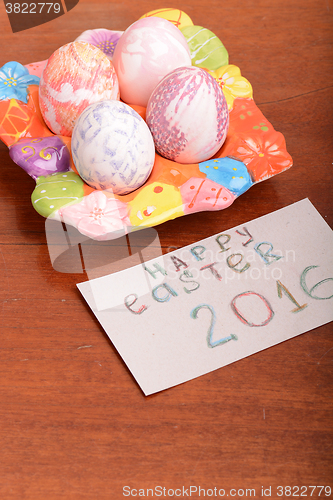 Image of Hand painted Easter eggs, Happy Easter invitation card