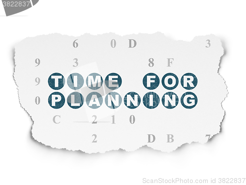 Image of Timeline concept: Time for Planning on Torn Paper background