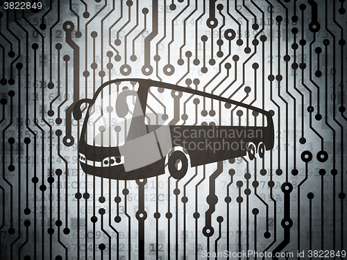 Image of Tourism concept: circuit board with Bus