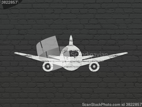 Image of Travel concept: Aircraft on wall background