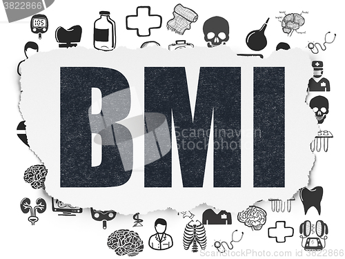 Image of Health concept: BMI on Torn Paper background