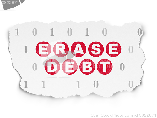 Image of Finance concept: Erase Debt on Torn Paper background